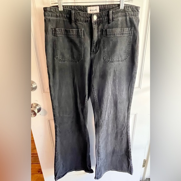 ROLLA’S Low Rise Sailor Flare Jeans Black size 32 Free People - Picture 4 of 9
